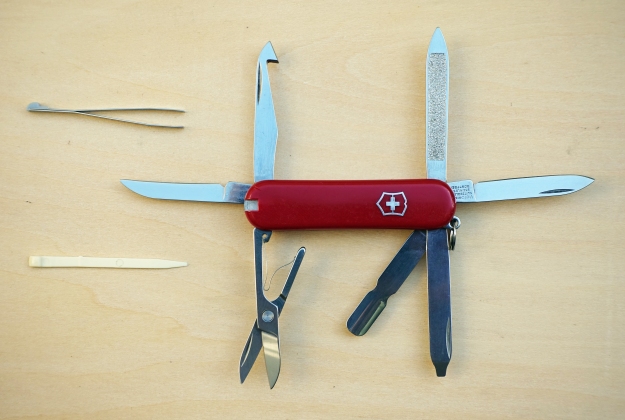 The first version of the Victorinox Minichamp crams an amazing number of tools in to a two layer knife