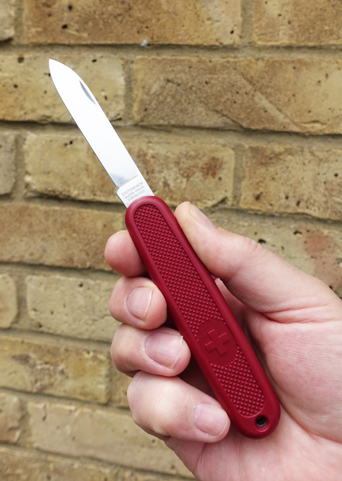 Victorinox Solo- red nylon scales. One layer knife. large blade, no back tools