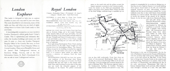 Free leaflet detailing a walk through just a part of ‘Royal London’. Printed June 1965