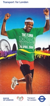 Free map with travel information produced for the Flora London Marathon, 2009