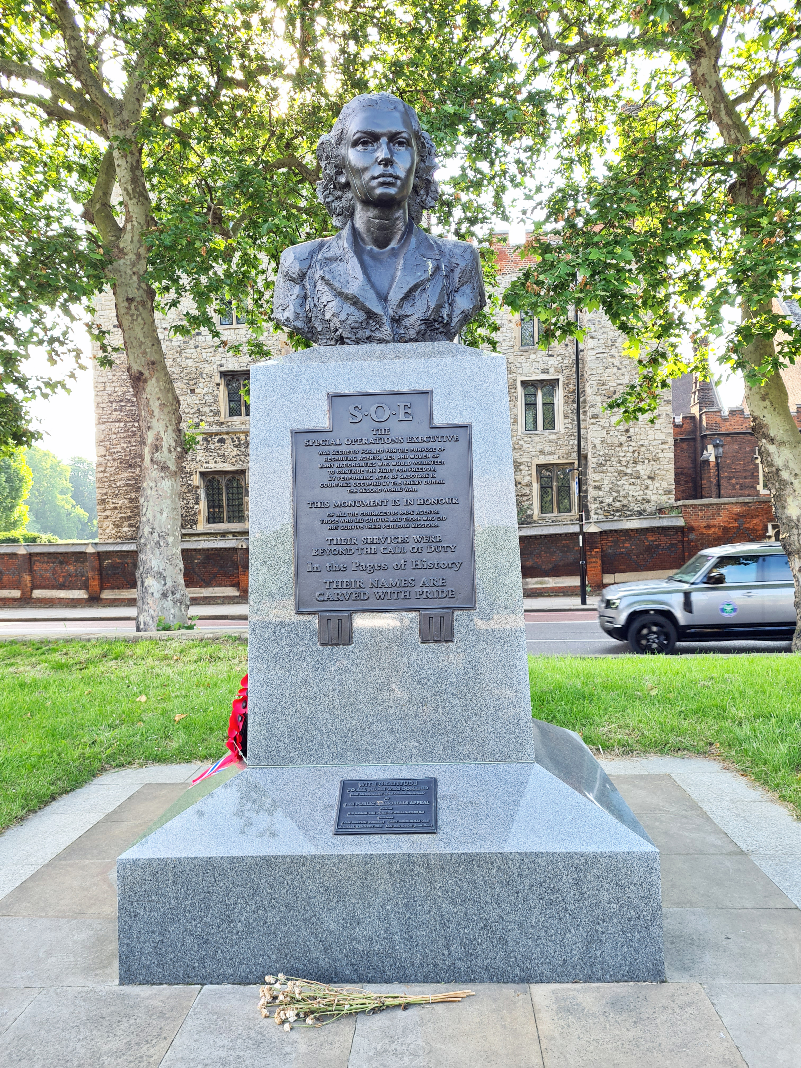 Memorial to the S.O.E.- Special Operations Executive. Bust of Violette Szabo by Karen Newman