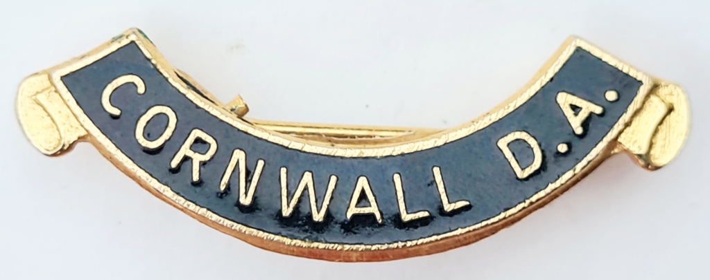 Enamel Cornwall District Association badge. Pin back. 35mm. No maker's name