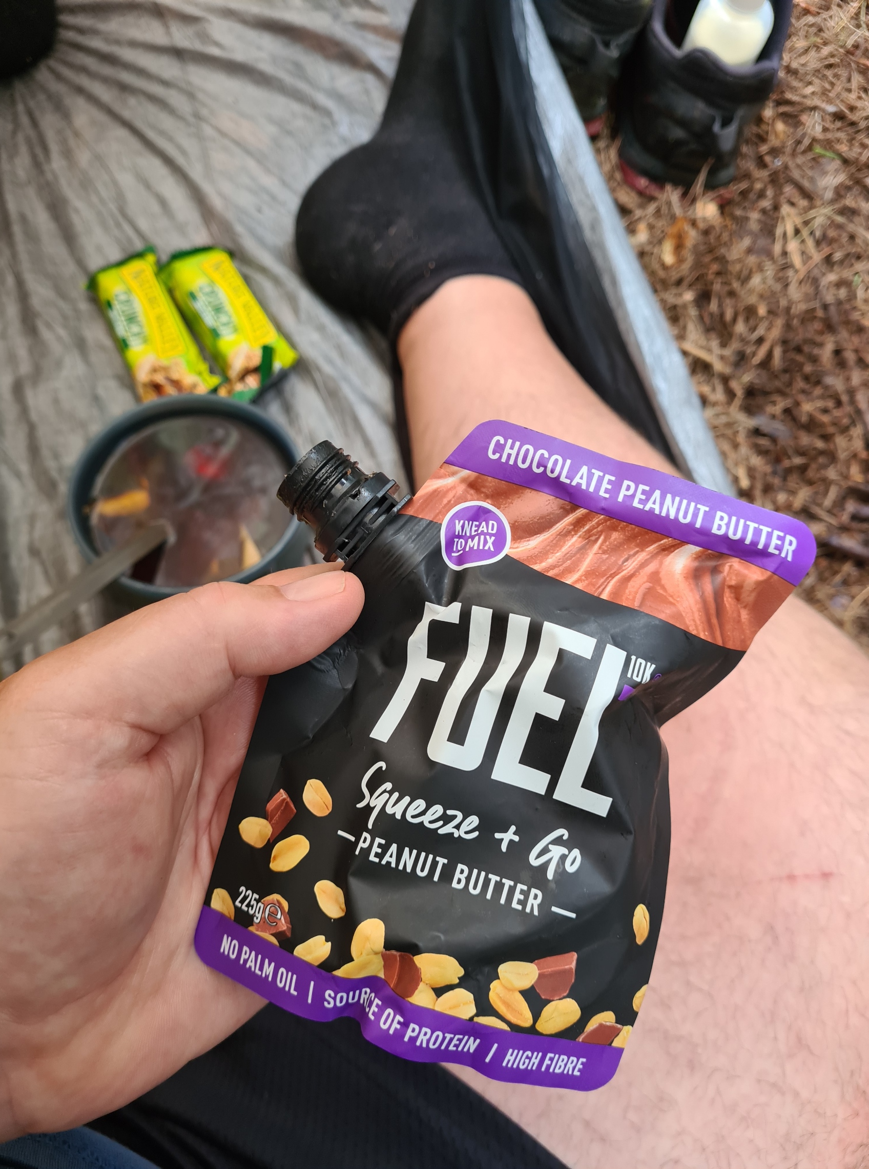 Despite not being able to stomach breakfast first thing most mornings on trail. I try and have a few squirts of peanut butter straight into the mouth to start the calorie uplift