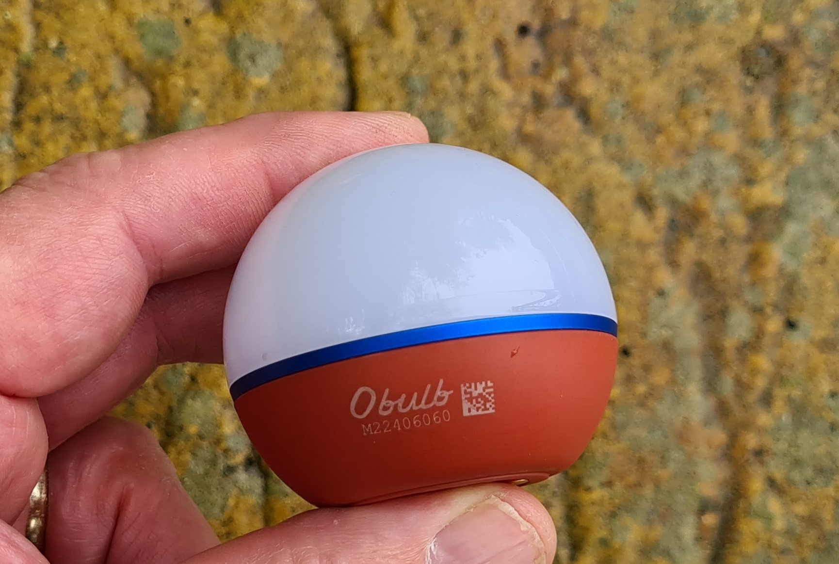 Obulb is quite small in the hand- larger than a golfball, smaller than a tennis ball