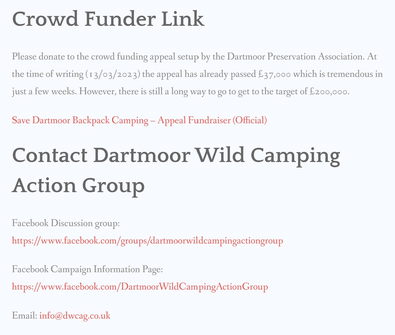 Dartmoor wildcamping, links